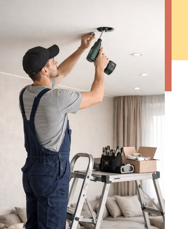 Установка и монтаж точечных светильников в натяжной потолок в донском от 1824 руб. | ОТДЕЛОЧНИК-Днс