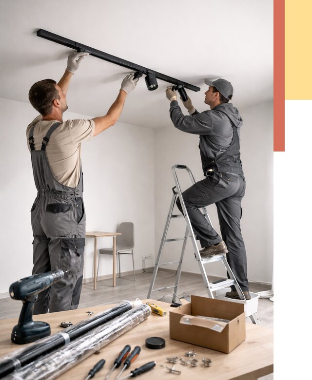 Установка трековых светильников в натяжной потолок в донском от 4255 руб. | ОТДЕЛОЧНИК-Днс