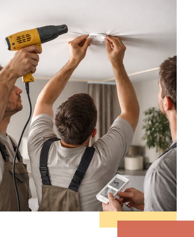 Ремонт прокола полотна натяжного потолка в донском