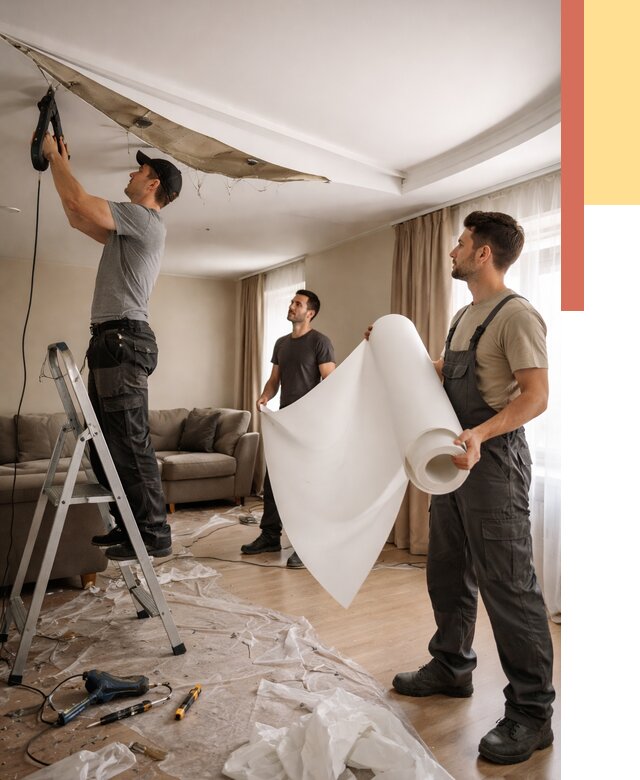 Замена полотна натяжного потолка в донском от 9625 руб. быстро и недорого | ОТДЕЛОЧНИК-Днс