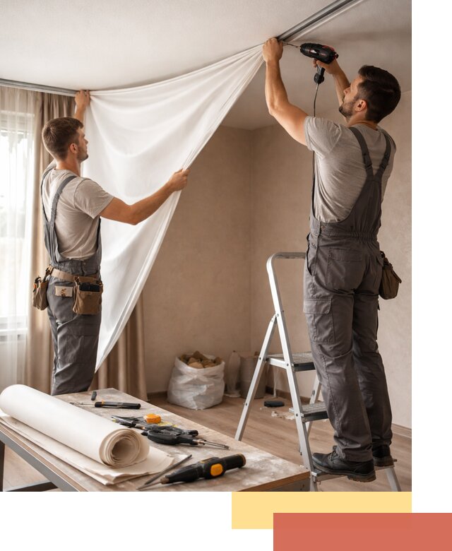 Замена полотна натяжного потолка в донском быстро и качественно