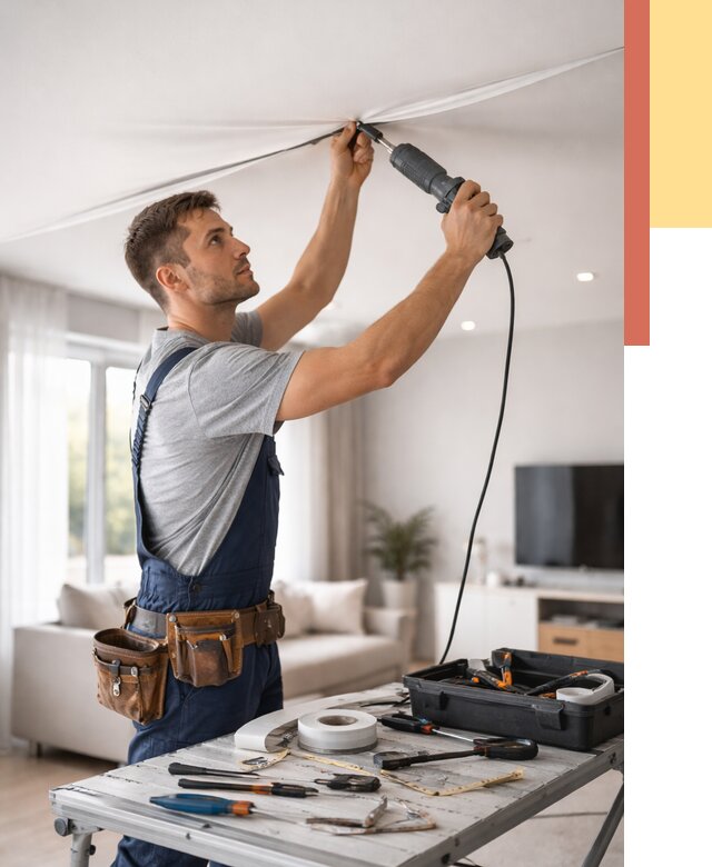 Ремонт натяжных потолков в донском от 9625 руб. под ключ — ОТДЕЛОЧНИК-Днс