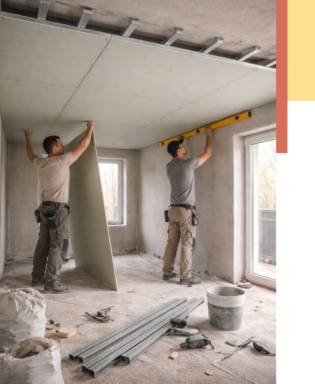 Одноуровневый потолок из гипсокартона в донском от 760 руб. — монтаж под ключ | ОТДЕЛОЧНИК-Днс