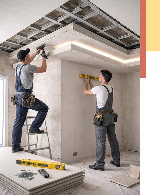 Двухуровневый потолок из гипсокартона в донском от 1469 руб. под ключ | ОТДЕЛОЧНИК-Днс