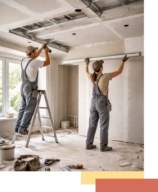 Монтаж многоуровневого потолка из гипсокартона в донском