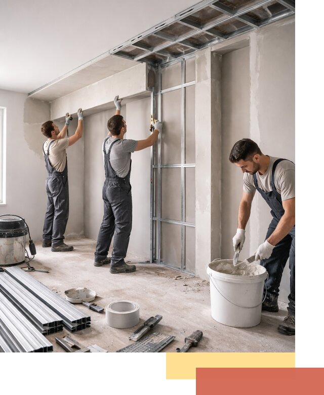 Монтаж потолка из гипсокартона с нишей в донском