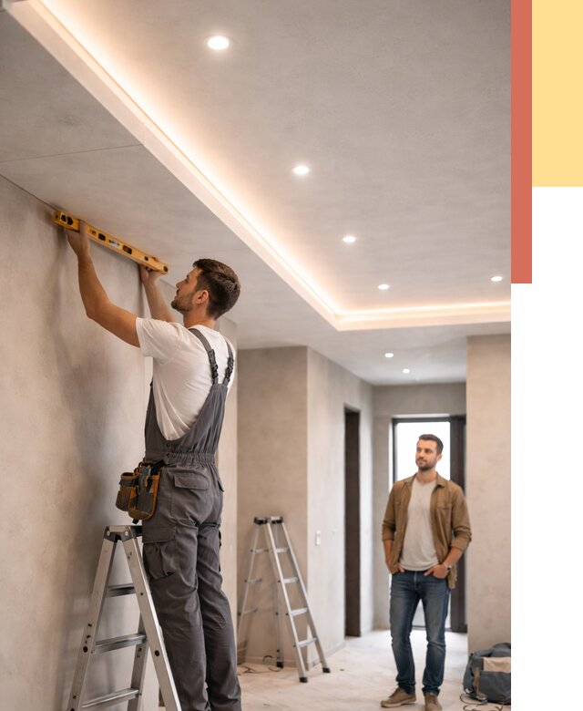 Потолок из гипсокартона с подсветкой в донском от 760 руб./м2 под ключ | ОТДЕЛОЧНИК-Днс