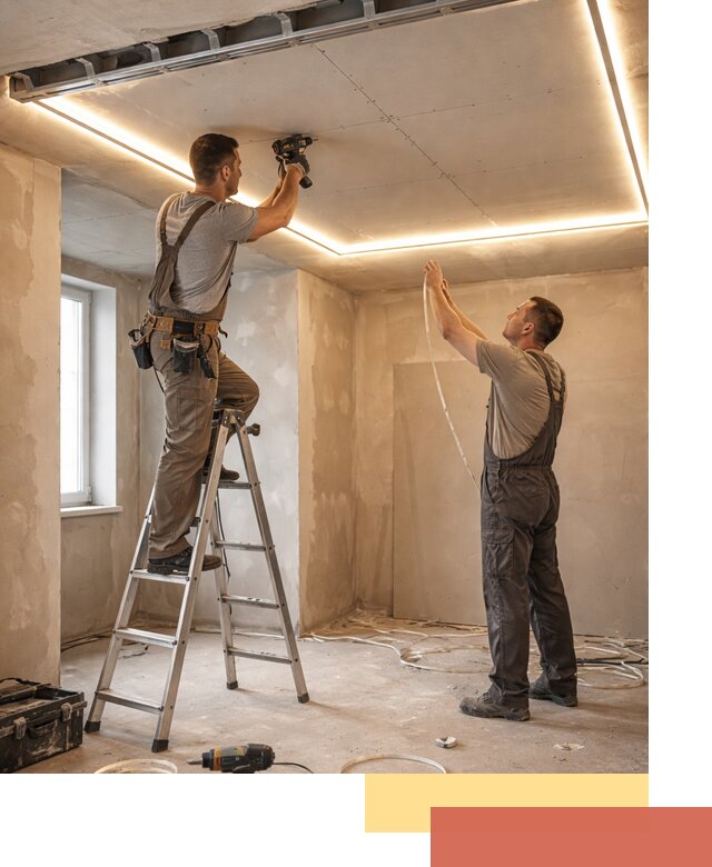 Потолок из гипсокартона с подсветкой в донском