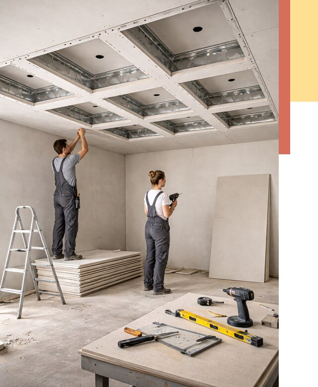 Кессонный потолок из гипсокартона в донском от 1874 руб. — монтаж и под ключ | ОТДЕЛОЧНИК-Днс