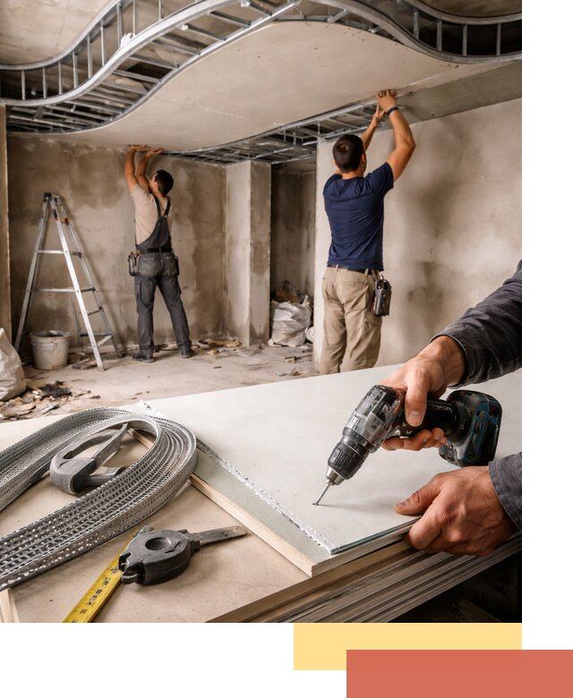 Криволинейный потолок из гипсокартона в донском — монтаж и отделка