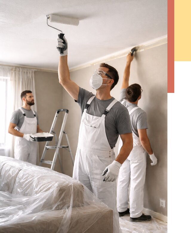 Покраска потолка водоэмельсионной краской в донском от 2229 руб/м² — услуги под ключ | ОТДЕЛОЧНИК-Днс