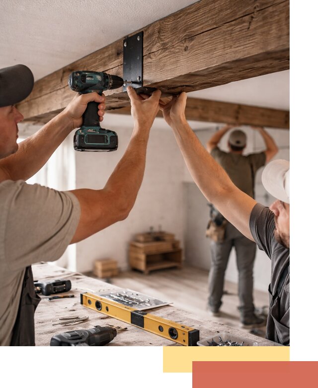 Монтаж декоративных потолочных балок в донском